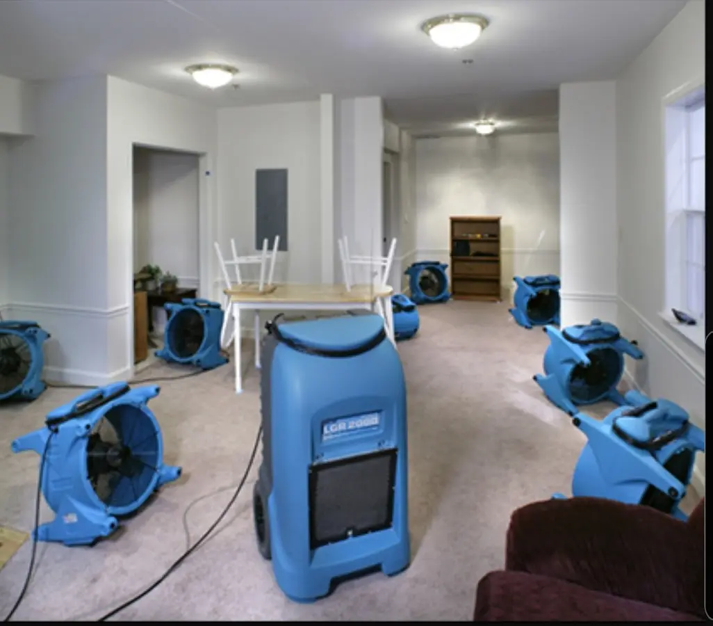 Air movers and dehumidifier setup for Water Extraction & Removal in Tittabawassee